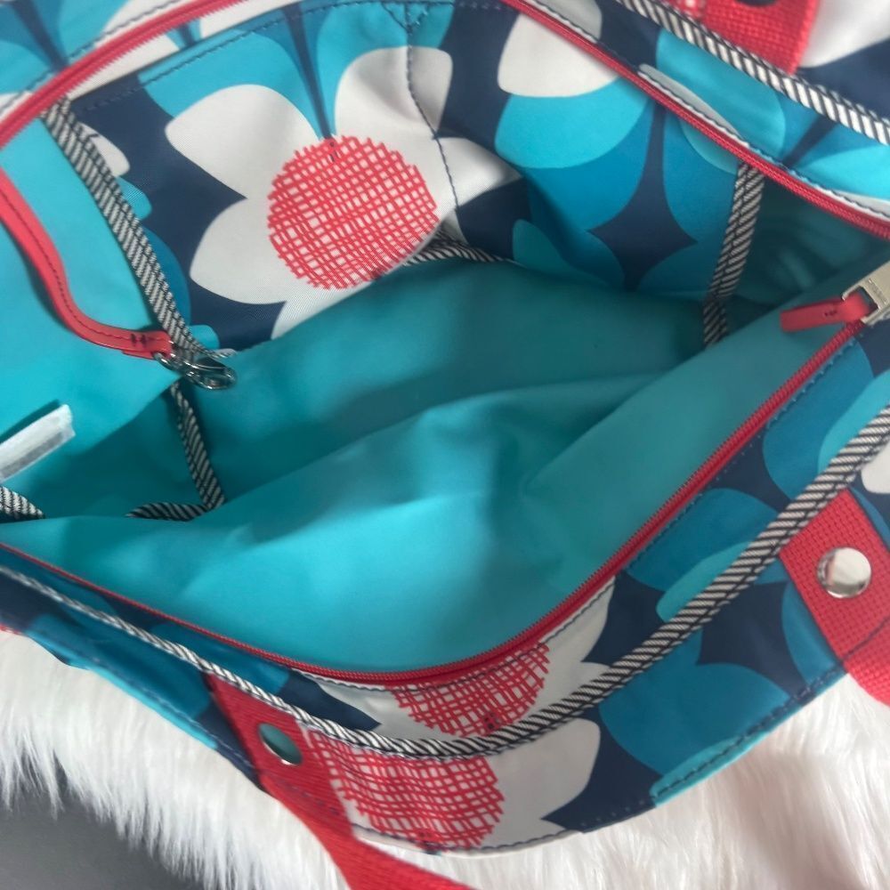 Fossil Keyper East West Tote Blue Floral Coated Canvas NWT - Picture 6 of 9